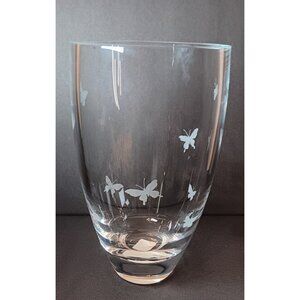 Kate Spade Lenox Crystal Glass Flower Vase Etch Butterfly Pleasant Hill Bouquet